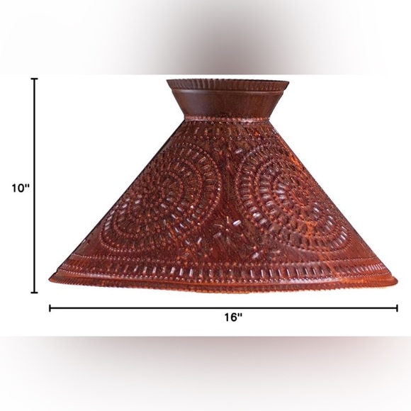 BETSY ROSS COLONIAL TABLE LAMP with Pierced Chisel Pattern Shade In Rustic Tin - Picture 2 of 5